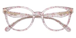 Coach Frame HC6259U in Transparent Pink Floral Print / Clear Blue Light 5953SB (5953SB), straight front view