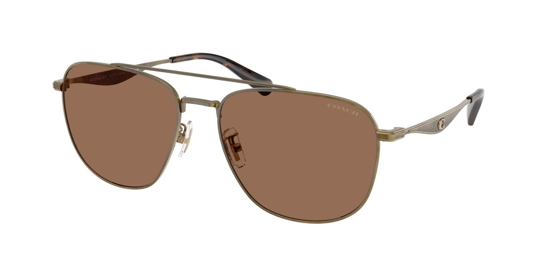 Coach Sunglasses HC7172 in Antique Gold (933373), front three-quarter view