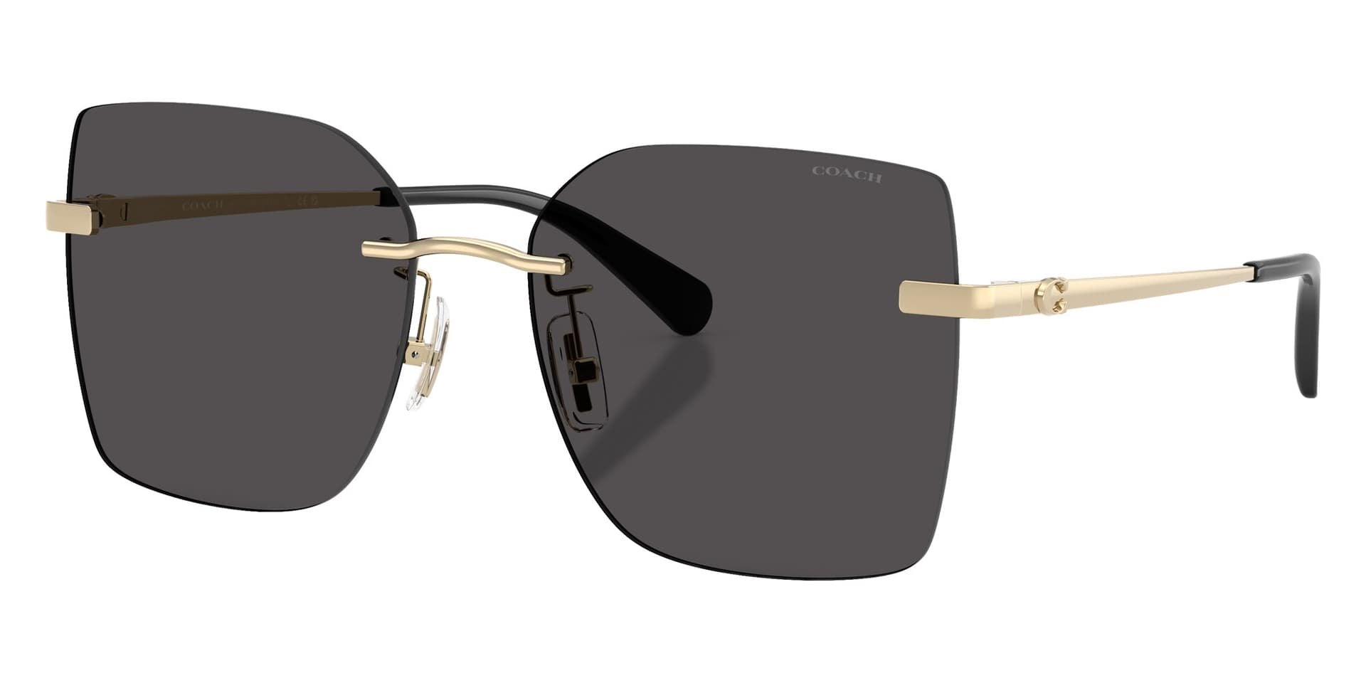 Coach Sunglasses HC7193D in Shiny Light Gold / Gray Solid 900587 (900587), front three-quarter view