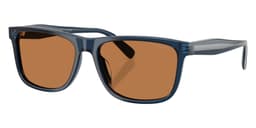 Coach Sunglasses HC8454U in Transparent Dark Blue / Amber Solid 575773 (575773), front three-quarter view