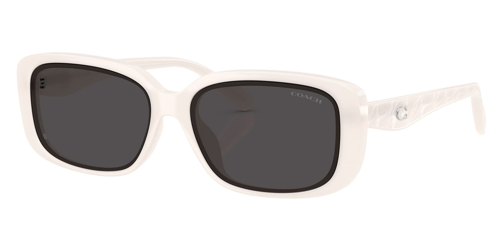Coach Sunglasses HC8444D in Milky Cloud / Gray Solid (579087), front three-quarter view