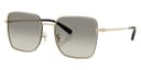 Coach Sunglasses HC7184D in Shiny Light Gold/Black / Gray Gradient (94643C), front three-quarter view