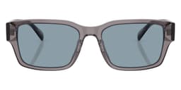 Coach Sunglasses HC8441U in Transparent Gray / Light Blue Solid (553772), straight front view