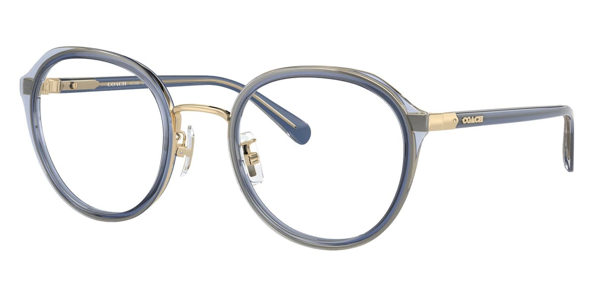 Coach Frame HC5162 in Transparent Blue/Light Gold (9435), front three-quarter view