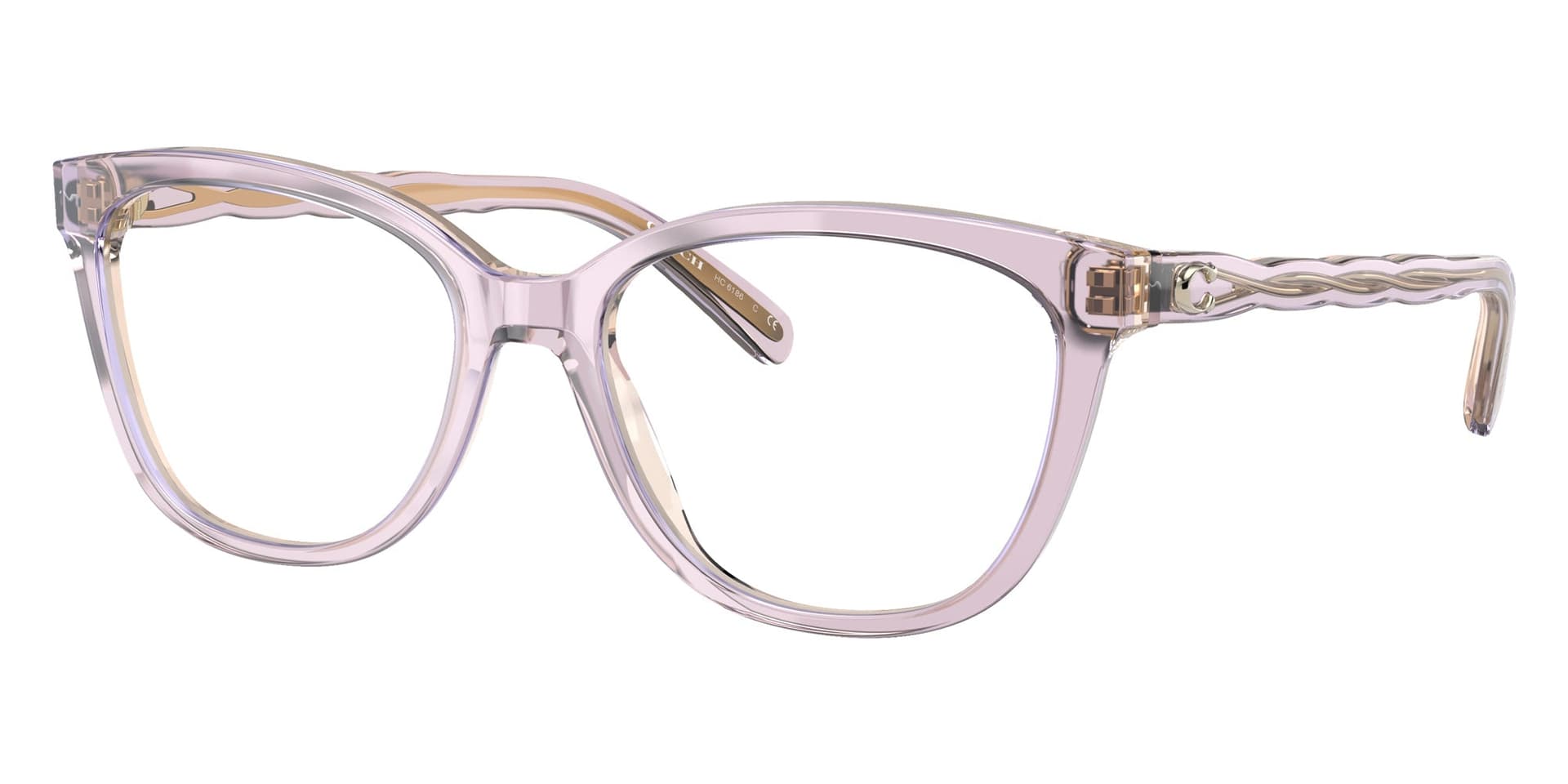 Coach Frame HC6186 in Transparent Lilac (5679), front three-quarter view