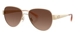 Coach Sunglasses HC7186 in Shiny Light Gold / Brown Gradient Polarized 900587 (900587), front three-quarter view