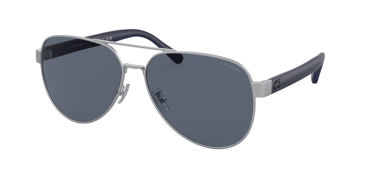 Coach Sunglasses HC7143 in Matte Silver (938287), front three-quarter view