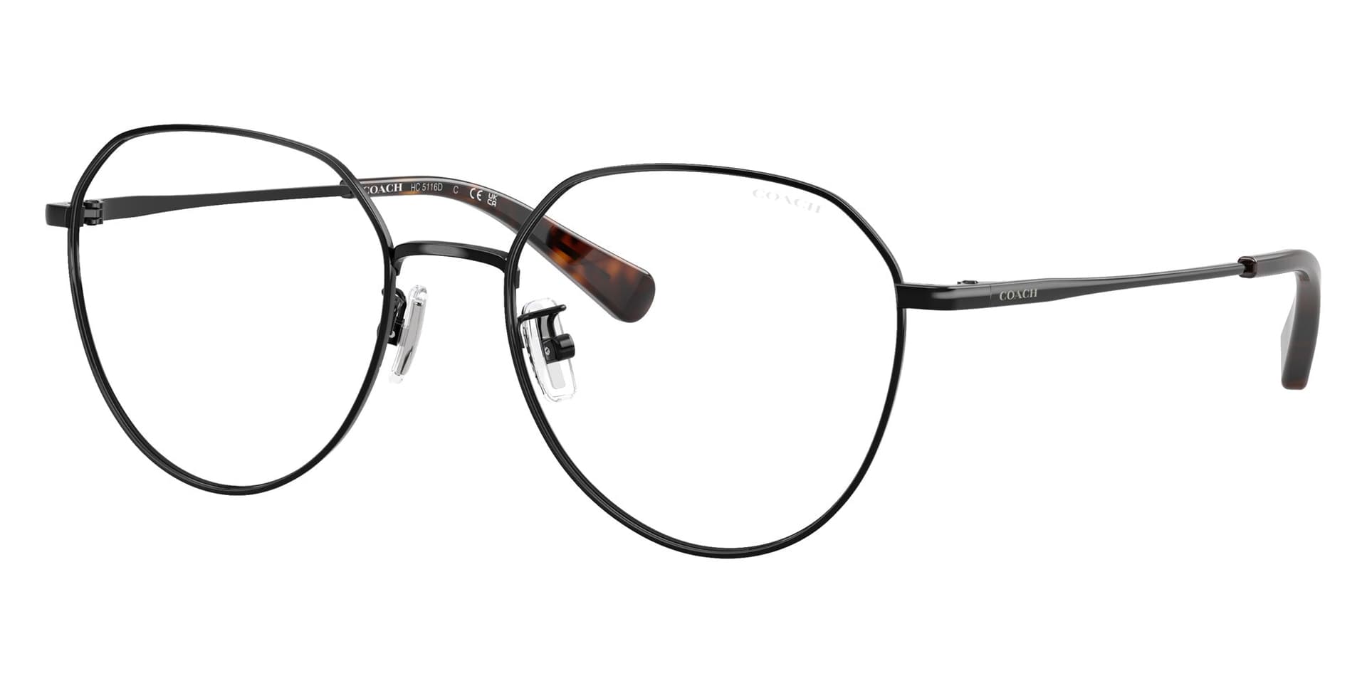 Coach Frame HC5116D in Shiny Black / Blue Light Filter (9331SB), front three-quarter view