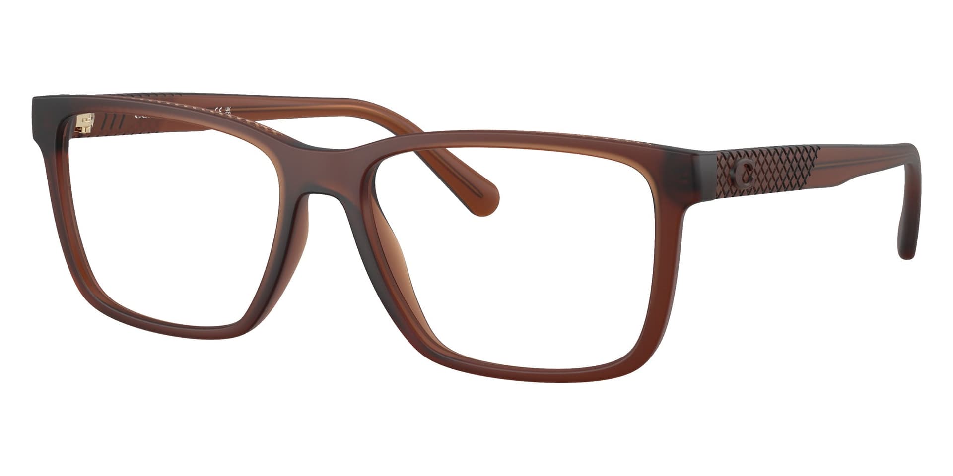 Coach Frame HC6278U in Matte Transparent Brown (5911), front three-quarter view