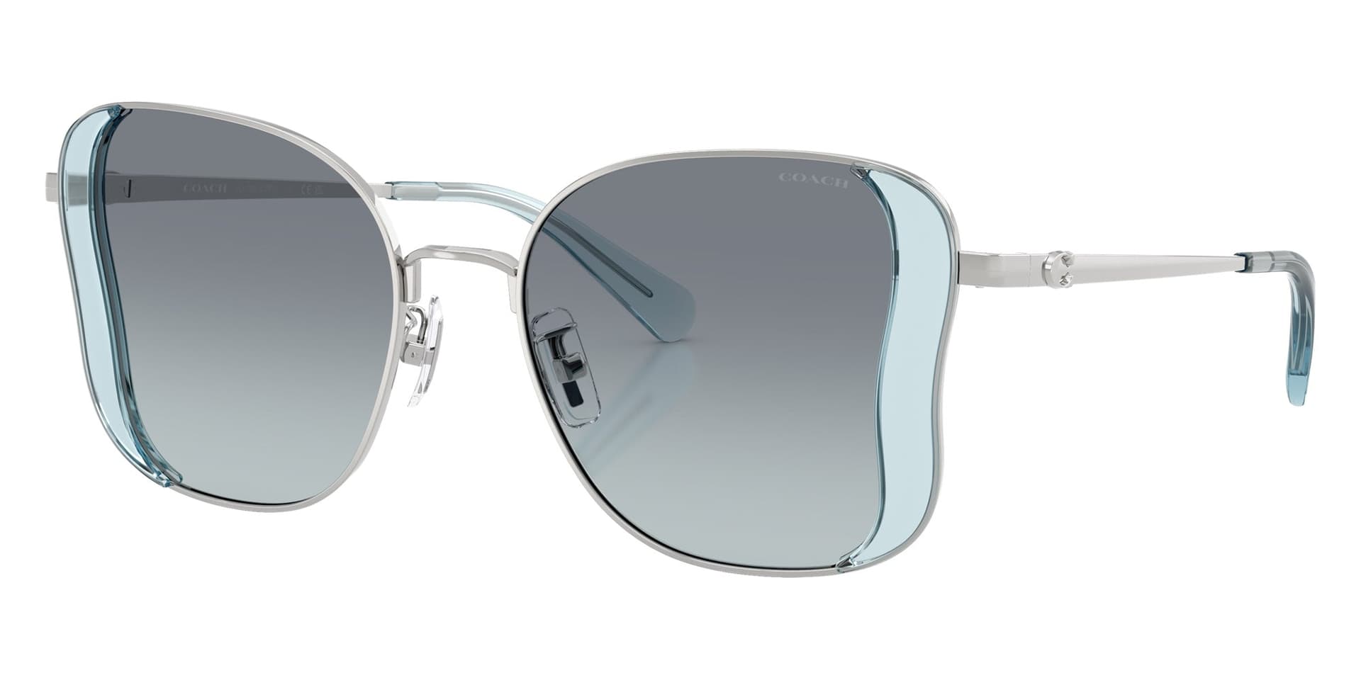 Coach Sunglasses HC7188 in Ocean/Silver / Ocean Gradient 900119 (900119), front three-quarter view