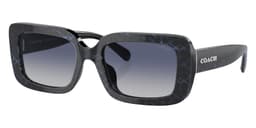 Coach Sunglasses HC8380U in Sapphire Pearl Signature C / Blue Gradient (57654L), front three-quarter view
