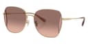 Coach Sunglasses HC7158D in Shiny Light Gold / Brown Pink Gradient (942913), front three-quarter view