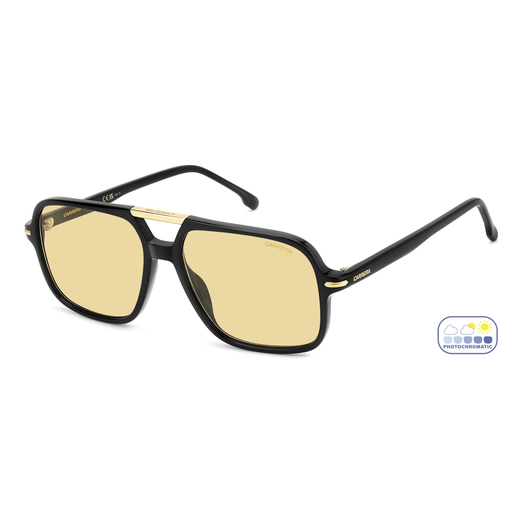 Carrera Sunglasses 350/S in BLACK YELLOW, three quarter view