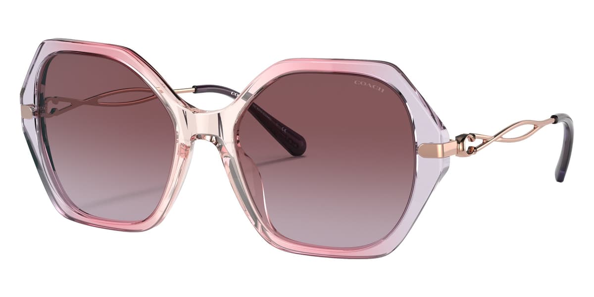 Coach Sunglasses HC8315 in Gradient Transparent Violet / Purple Gradient (56418H), front three-quarter view