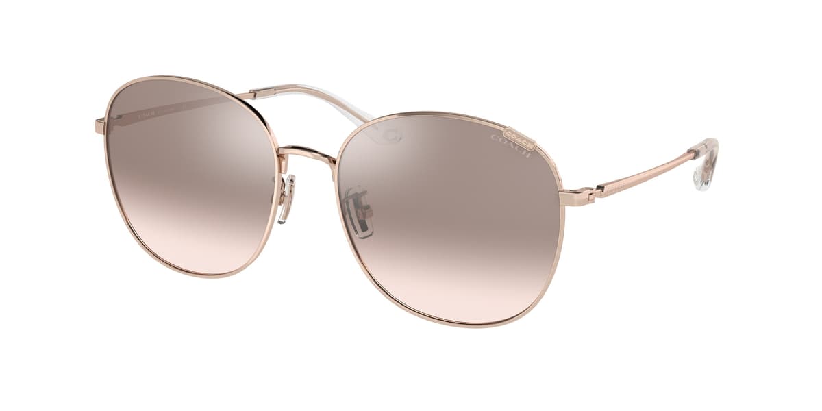 Coach Sunglasses HC7134 in Shiny Rose Gold (93318Z), front three-quarter view