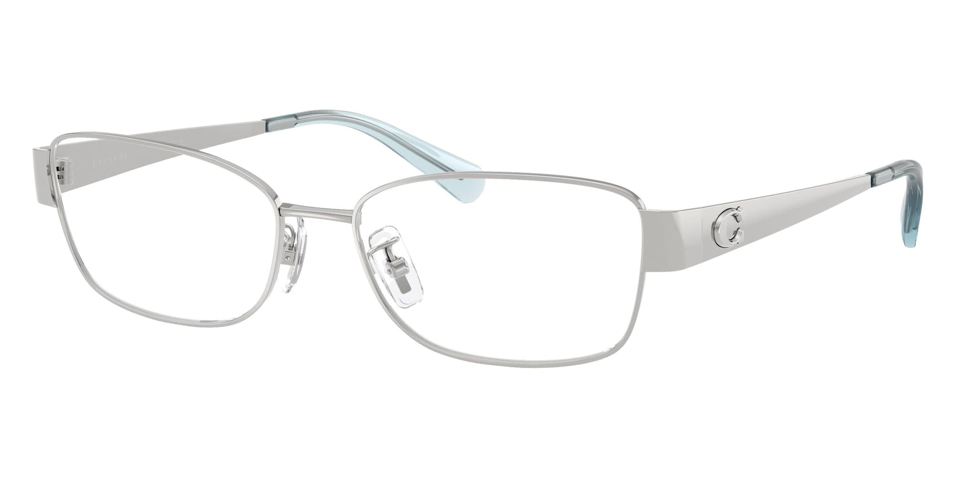 Coach Frame HC5201 in Shiny Silver 9001 (9001), front three-quarter view