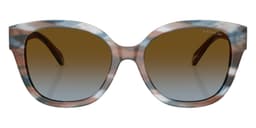 Coach Sunglasses HC8438U in Striated Maple/Blueberry / Brown Blue Gradient (589913), straight front view