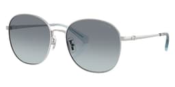 Coach Sunglasses HC7189 in Shiny Silver / Ocean Gradient 900119 (900119), front three-quarter view
