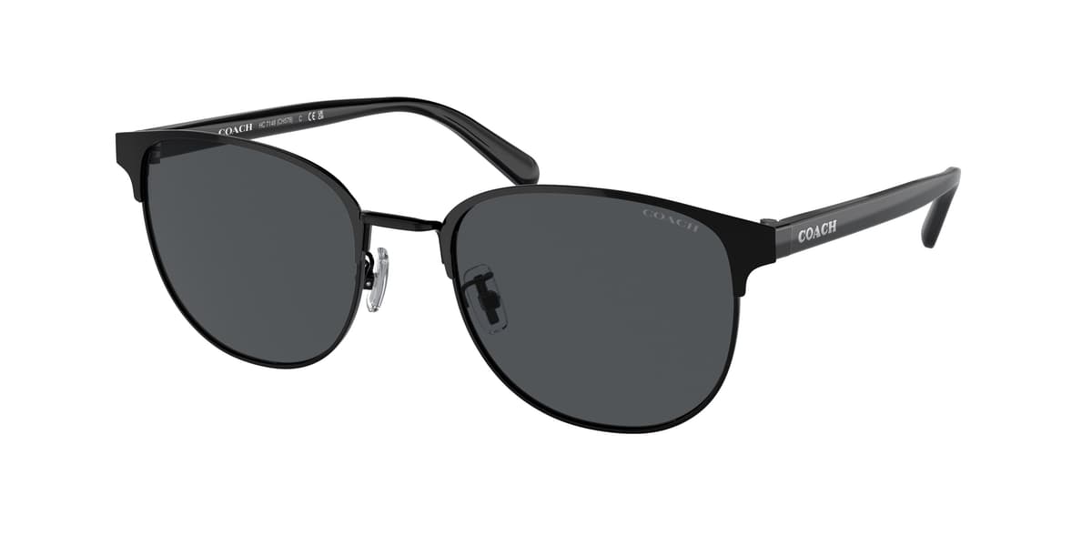 Coach Sunglasses HC7148 in Shiny Black (939387), front three-quarter view