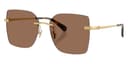 Coach Sunglasses HC7193D in Shiny Gold / Brown Solid 944113 (944113), front three-quarter view