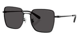 Coach Sunglasses HC7184D in Shiny Black/Dark Gray / Gray Solid (934487), front three-quarter view
