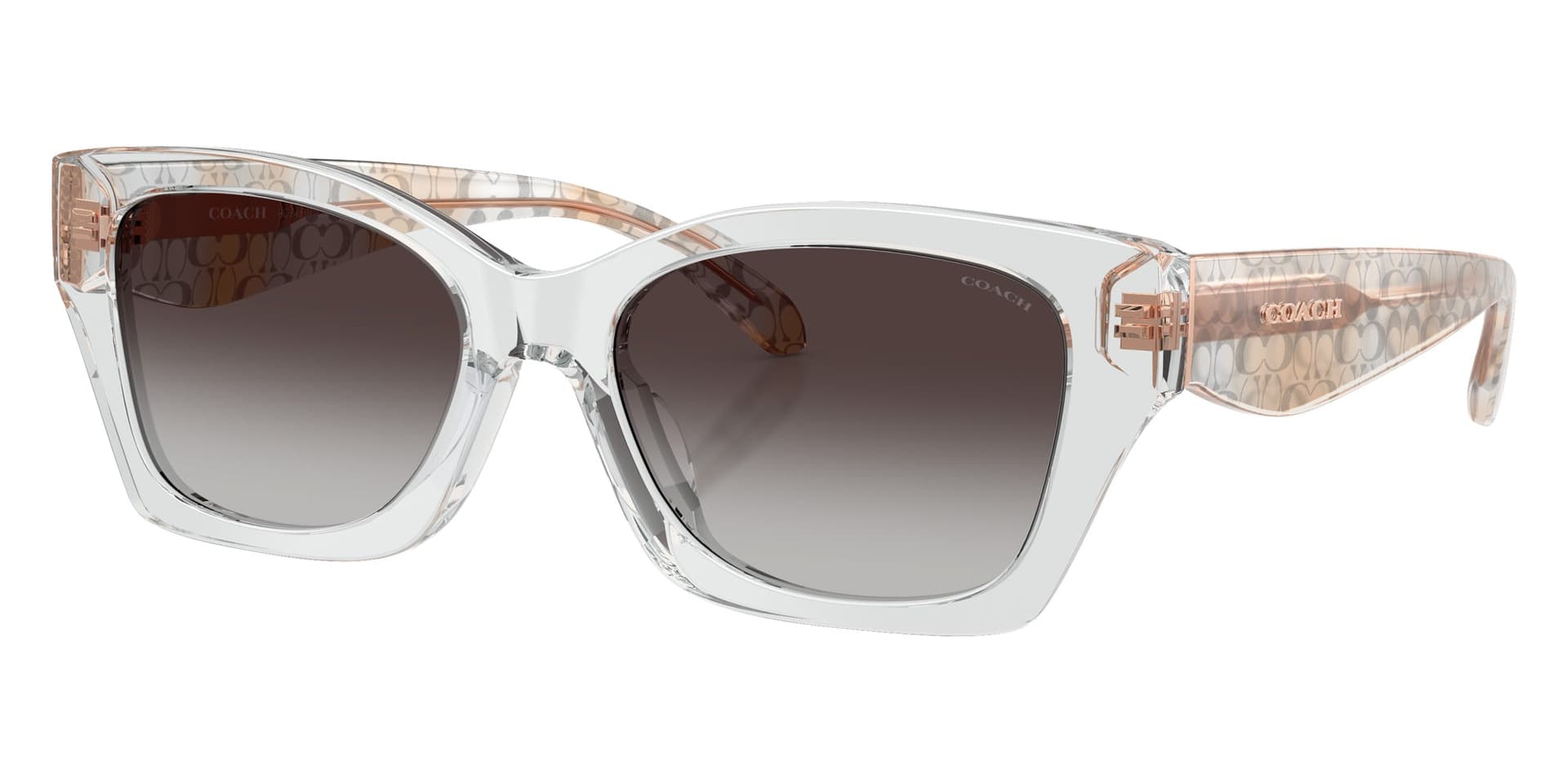 Coach Sunglasses HC8451U in Transparent Gray / Gray Gradient 59358G (59358G), front three-quarter view