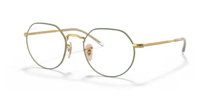 Ray-Ban Frame 6465 in Green / Gold (3136), front three-quarter view