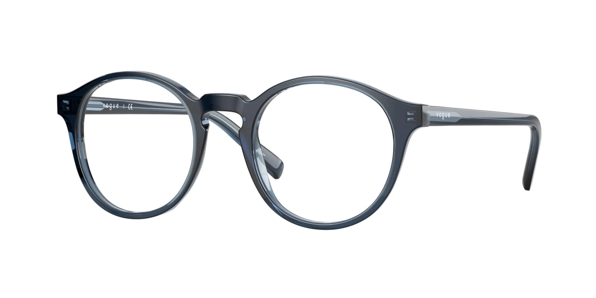 Vogue Eyewear Frame VO5346I in Transparent Blue (2760), front three-quarter view