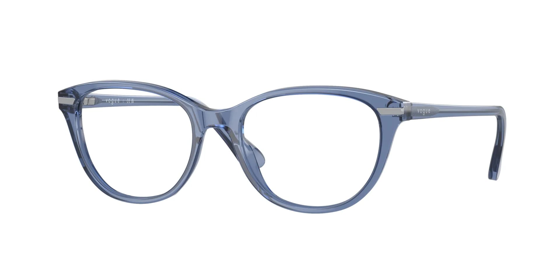 Vogue Eyewear Frame VO5497I in Transparent Blue (2830), front three-quarter view
