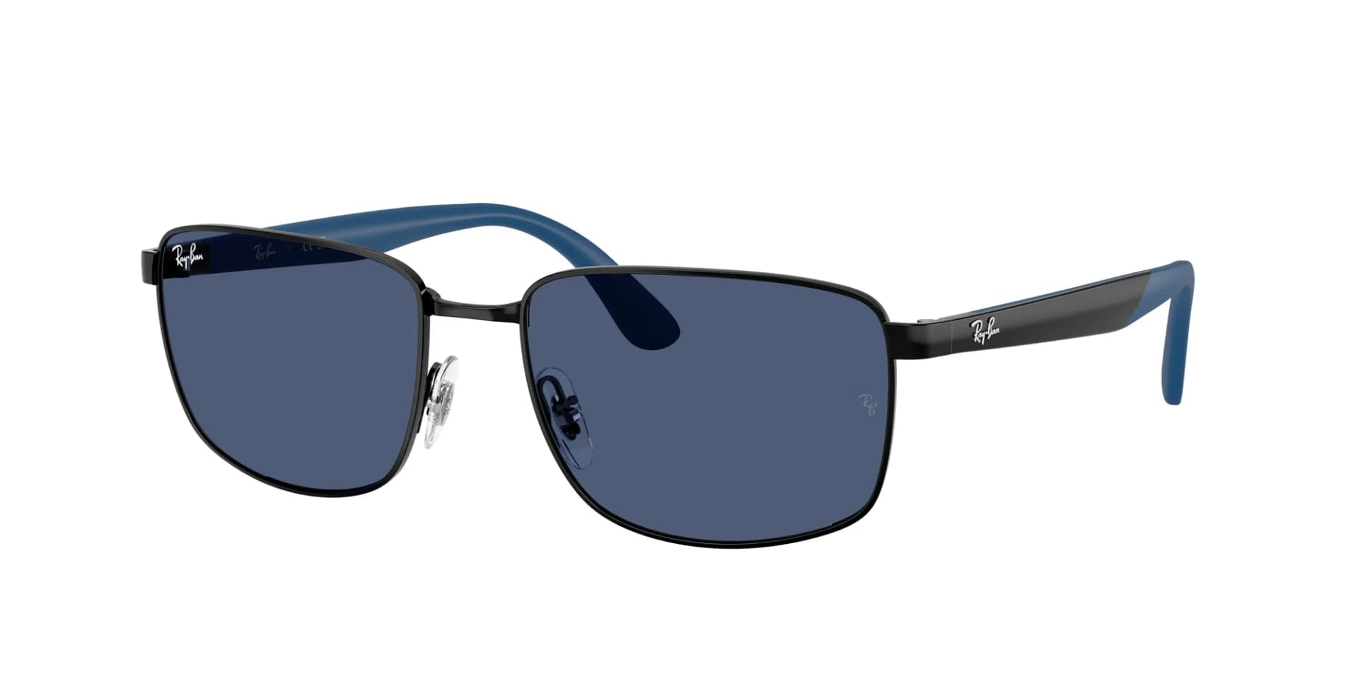 Ray-Ban RB3759I sunglasses in Black with Dark Blue lenses (002/80), front three-quarter view
