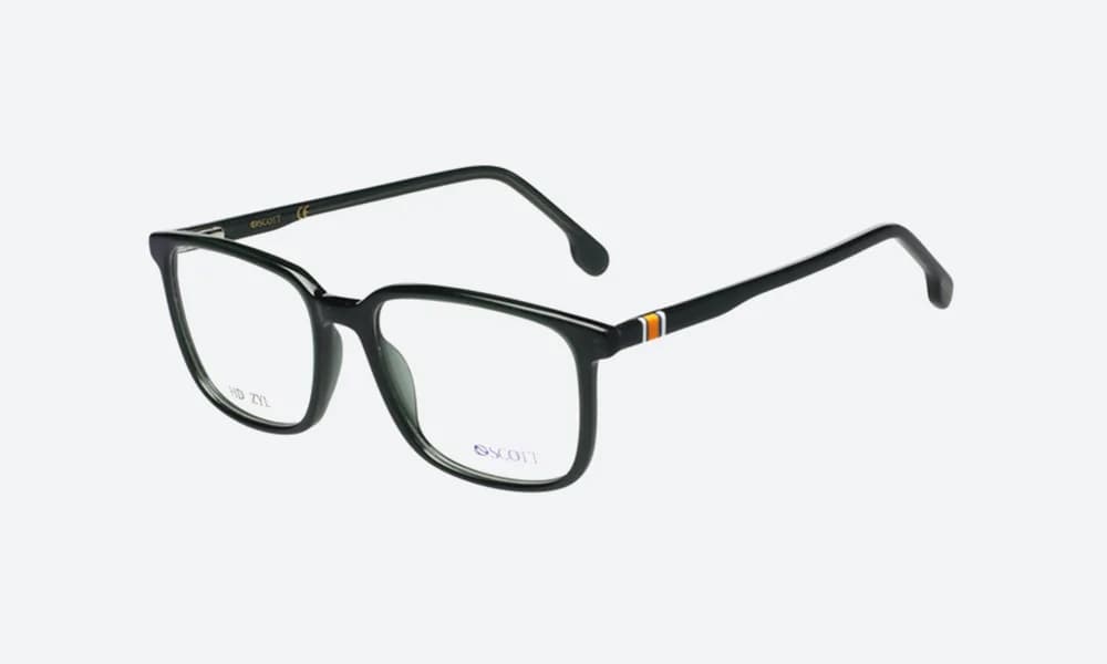 Scott SC1091CC C5 dark green square acetate eyeglasses, three-quarter view