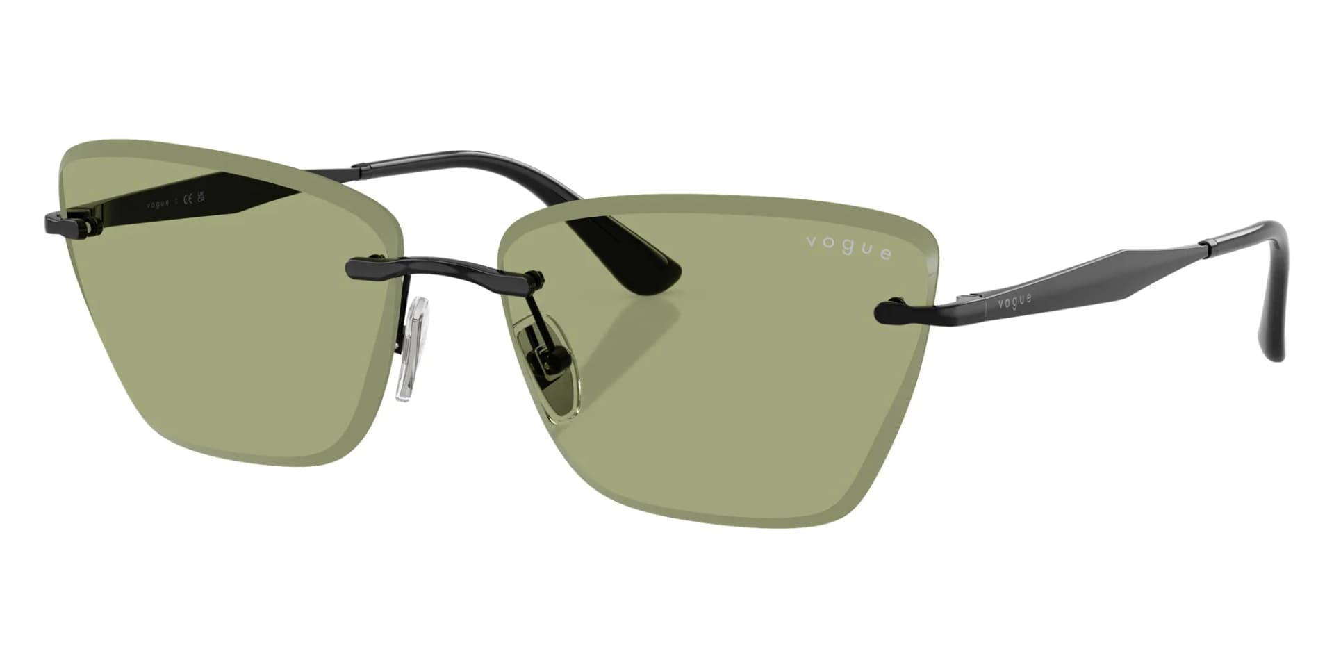 Vogue Eyewear Sunglasses VO4332S in Black / Green 352/82 (352/), front three-quarter view