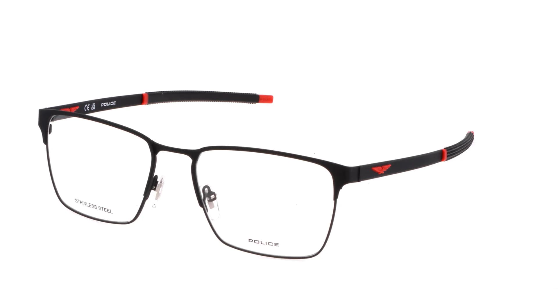 Police Solstice 3 VPLG79 eyeglasses, colour 0531 total semi matt black, front three-quarter view