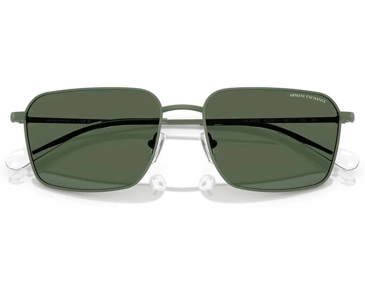 Armani Exchange Sunglasses AX2053S in Matte Green (6124/71), folded view