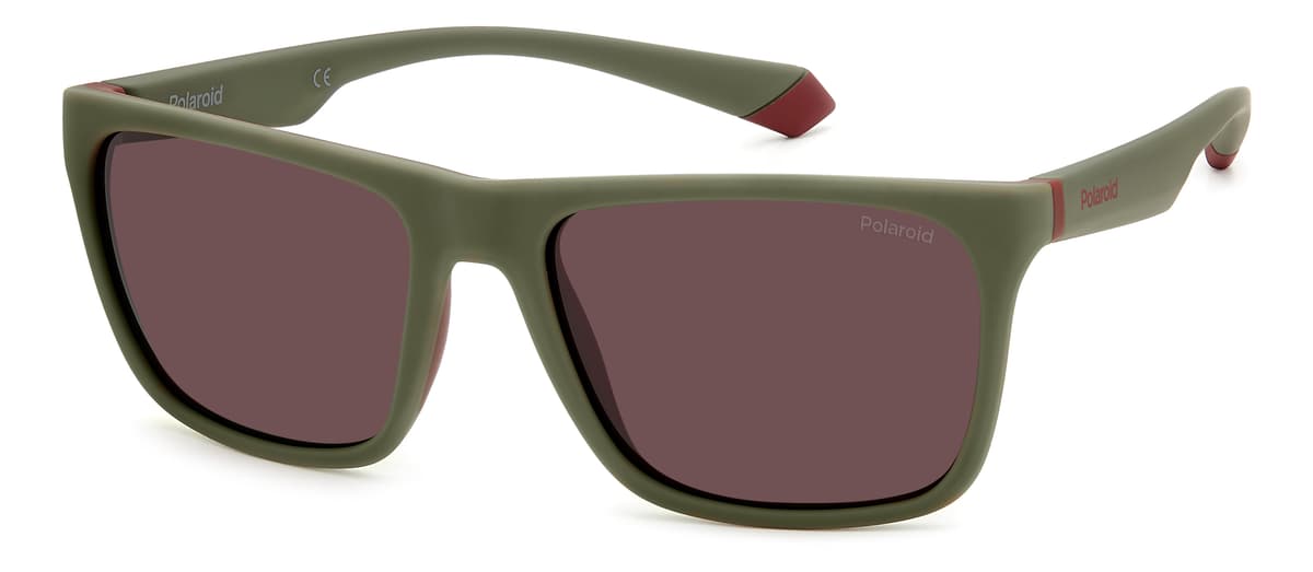 Polaroid Sunglasses PLD 2141/S in Matte Khaki Burgundy (0L9), front three-quarter view