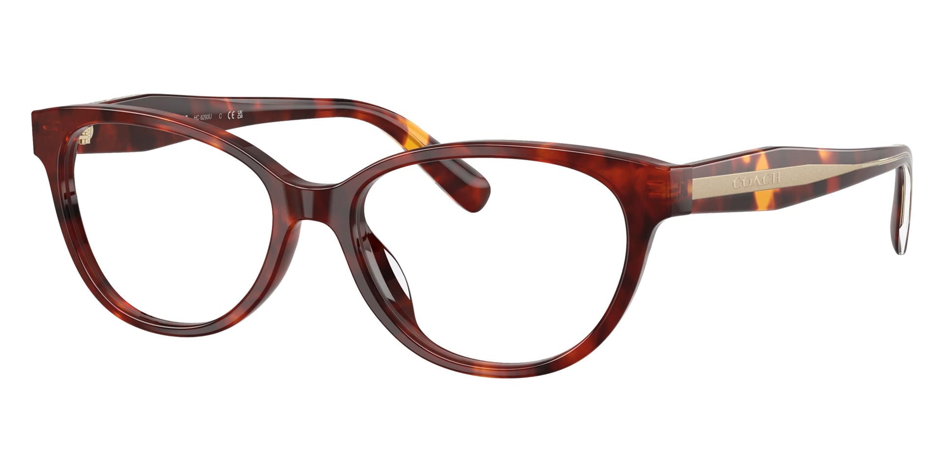 Coach Frame HC6293U in Walnut Tortoise 5938 (5938), front three-quarter view