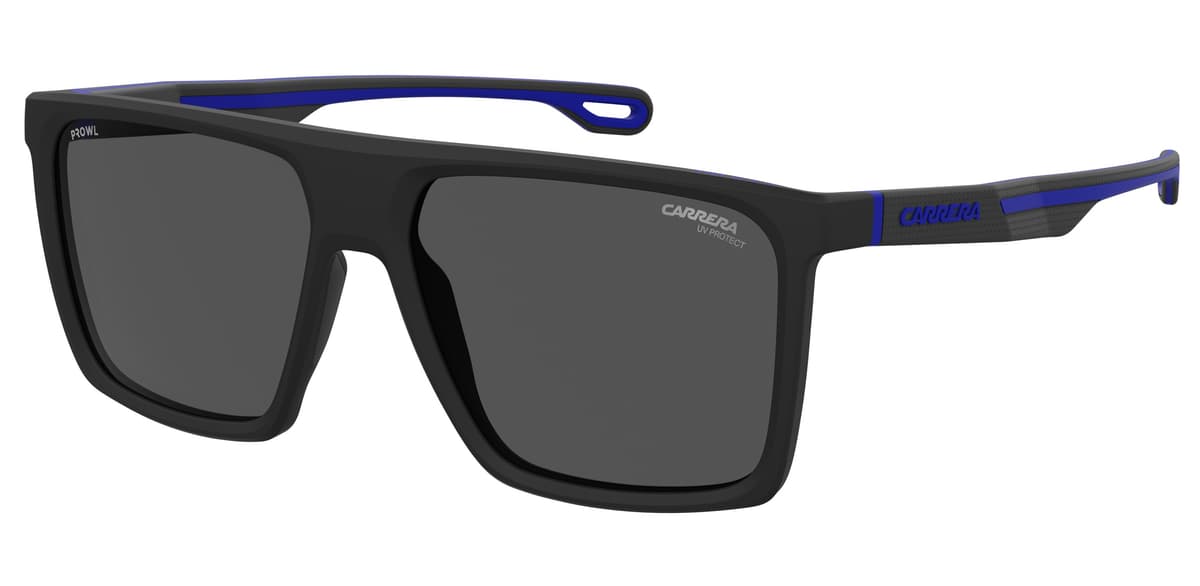 Carrera Sunglasses CA PRW 9/S/IN in Matte Black Blue (0VK), front three-quarter view