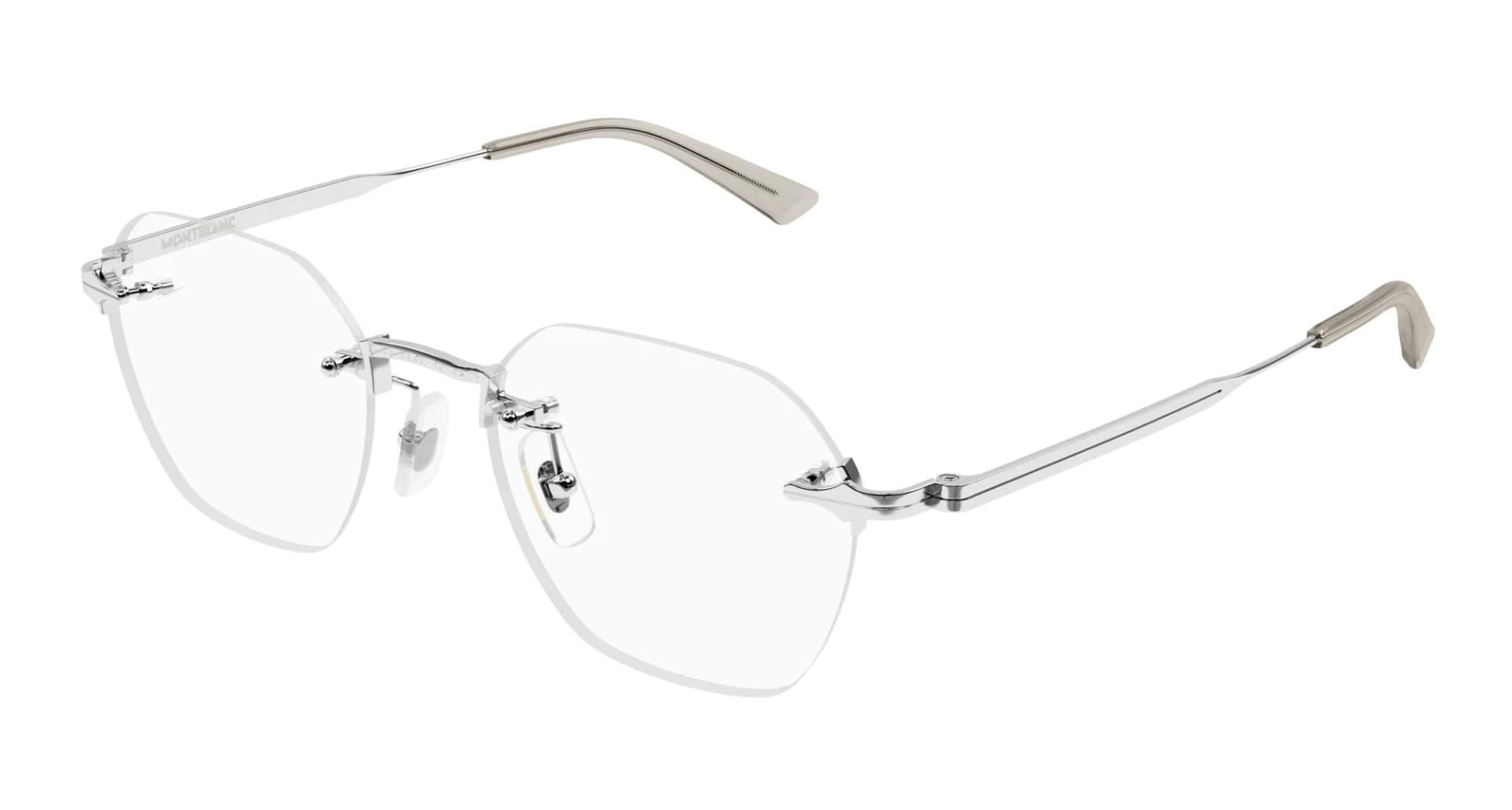 Mont Blanc Frame MB0403O in Shiny Silver (002), front three-quarter view