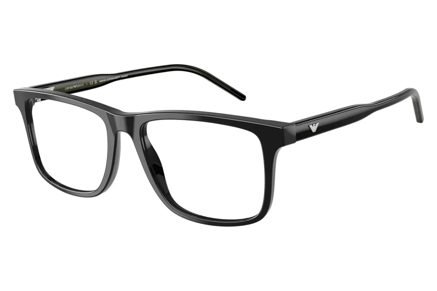 Emporio Armani EA3257 eyeglasses in shiny black (5017), front three-quarter view