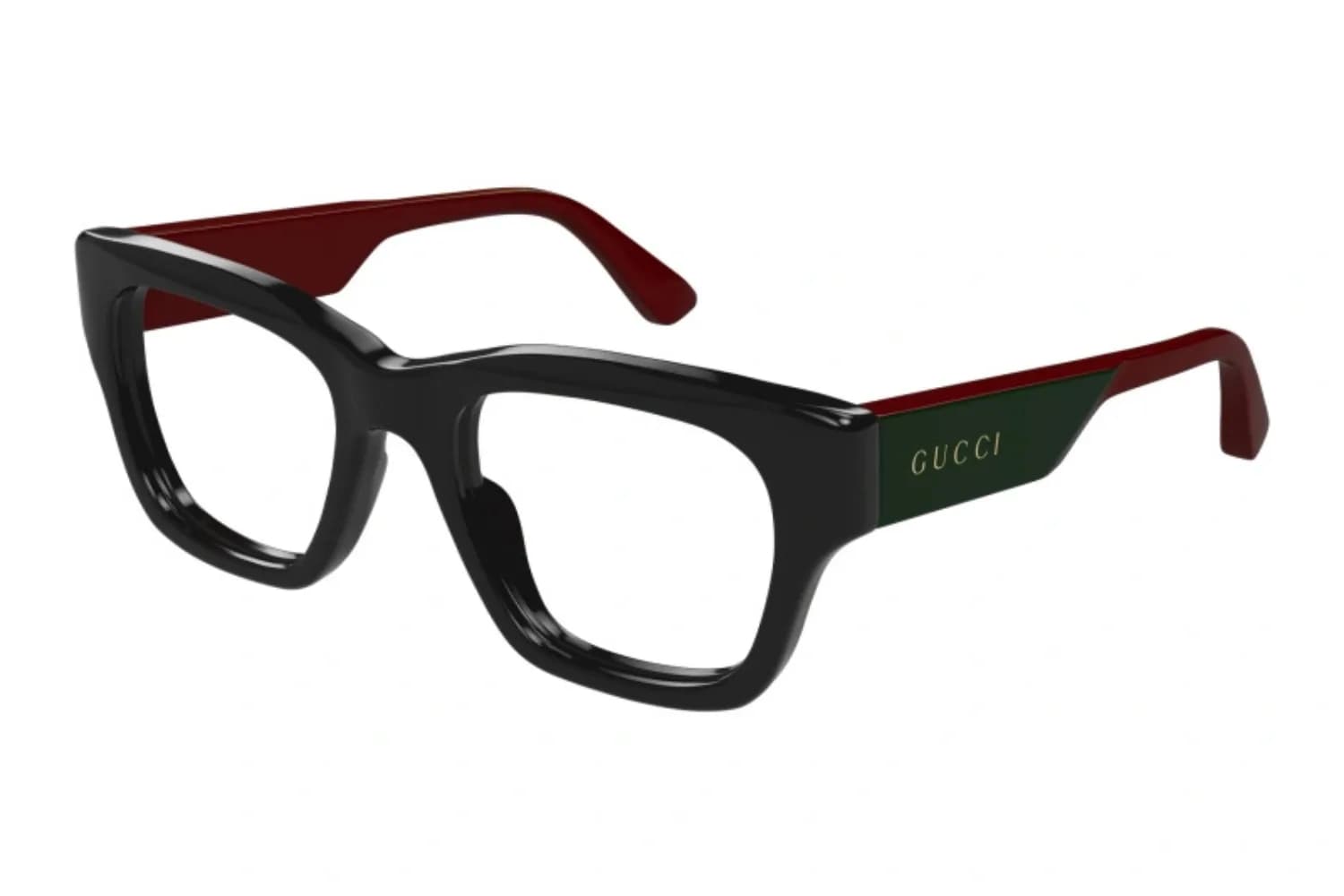 Gucci Frame GG1669O in Black / Red (010), front three-quarter view