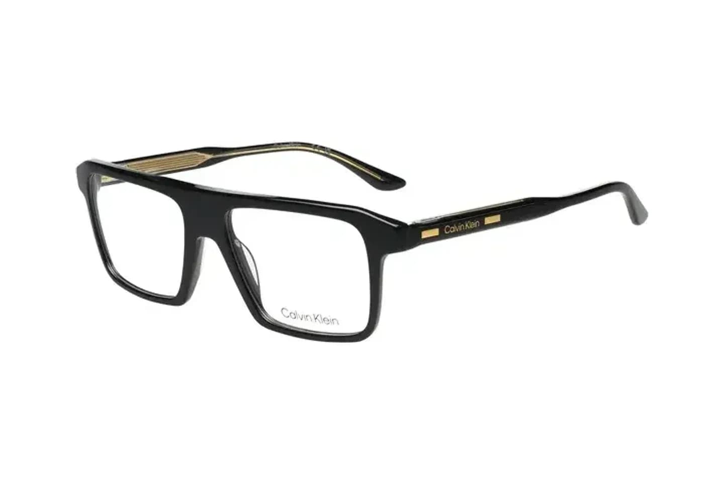 Calvin Klein CK26524I eyeglasses in shiny black 001, flat-top square acetate frame, front three-quarter view
