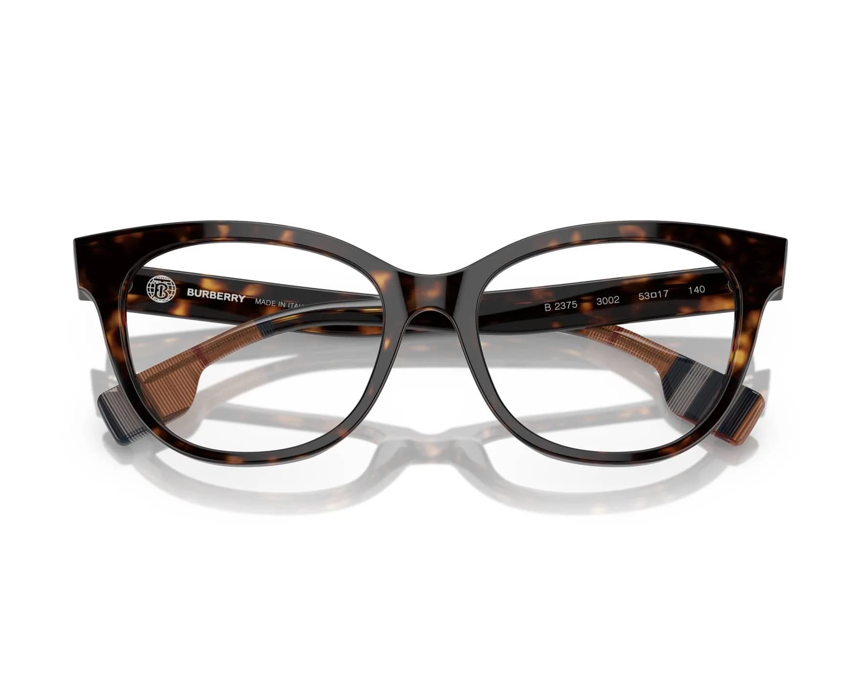 Burberry Frame BE2375 in Dark Havana (3002), folded view