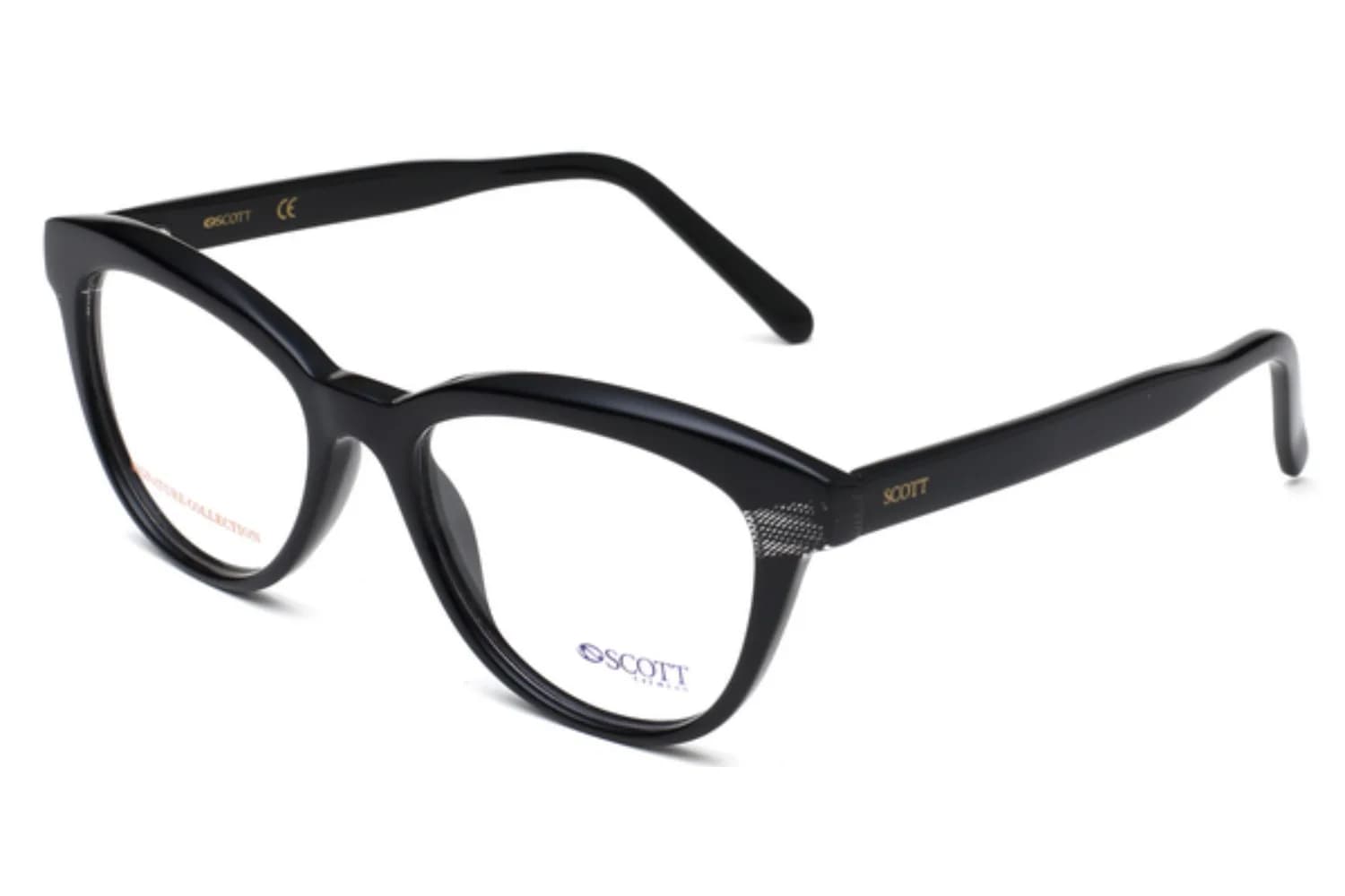 Scott 7021 Eyeglasses in Black (C1), front three-quarter view
