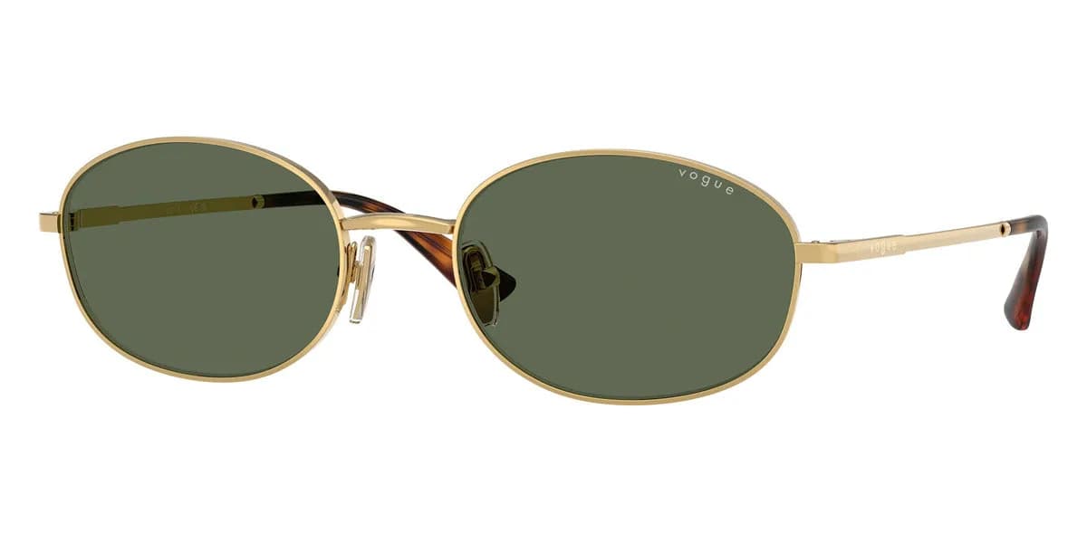 Vogue Eyewear Sunglasses VO4323S in Gold / Dark Green (280/), front three-quarter view