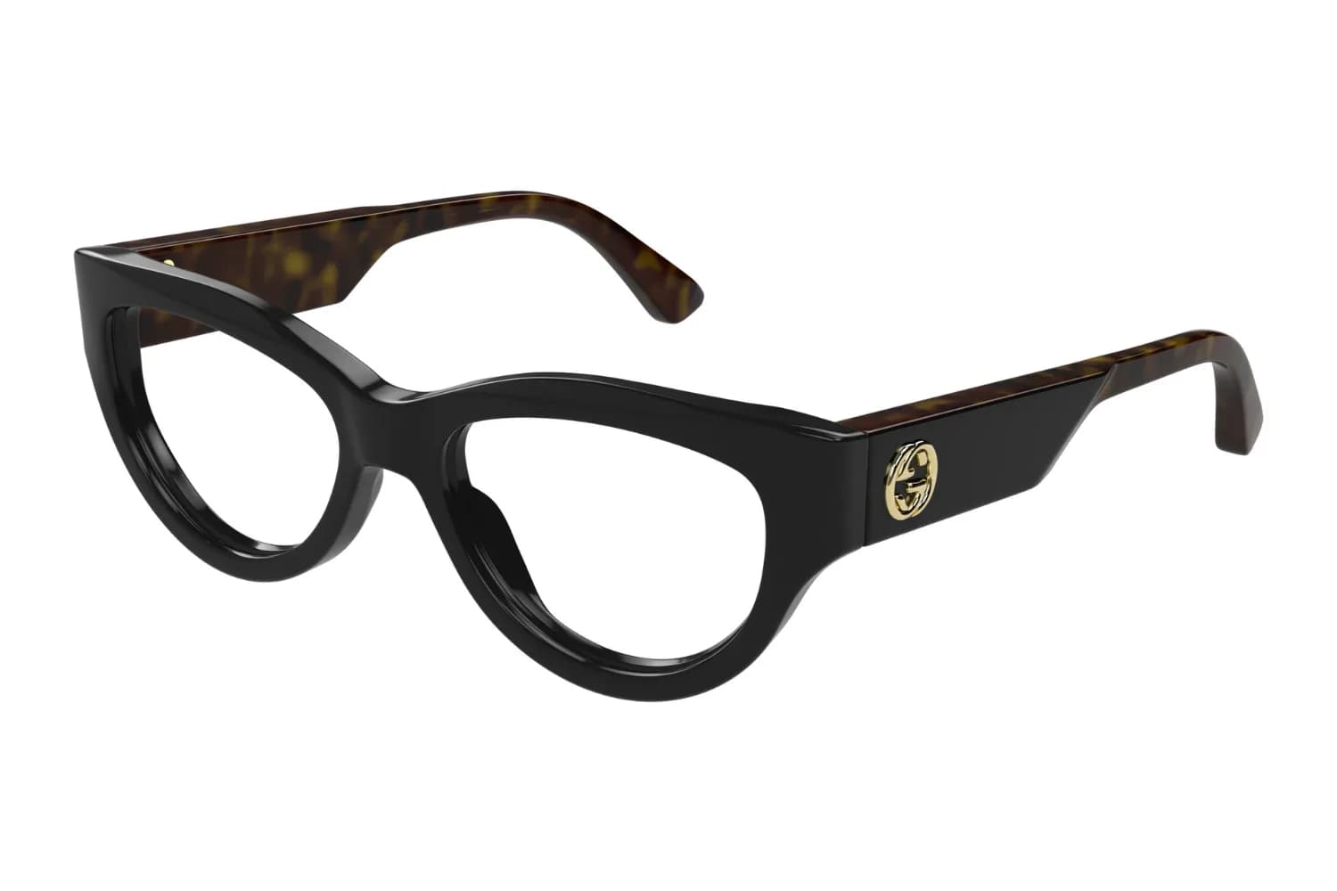 Gucci Frame GG1665O in Black / Havana (005), front three-quarter view