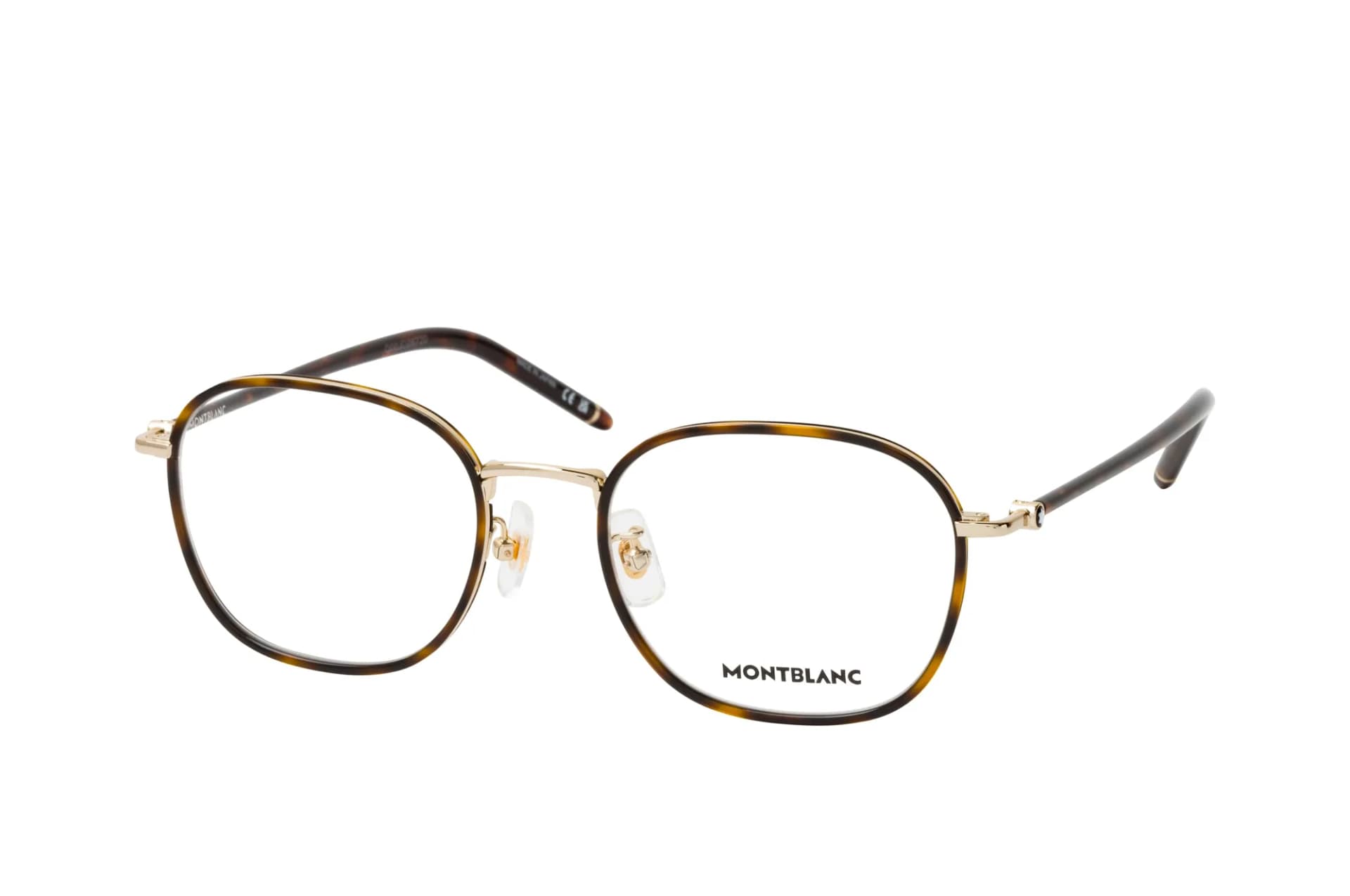 Mont Blanc Frame MB0368OA in Gold Havana (002), front three-quarter view
