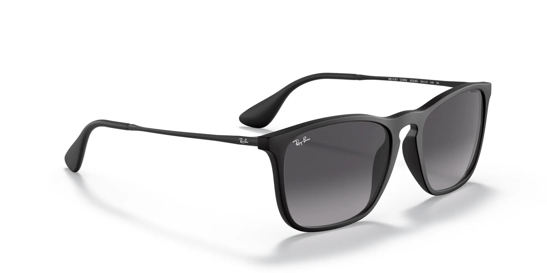 Ray-Ban Sunglasses RB4187 in Black (622/8G), front three-quarter view