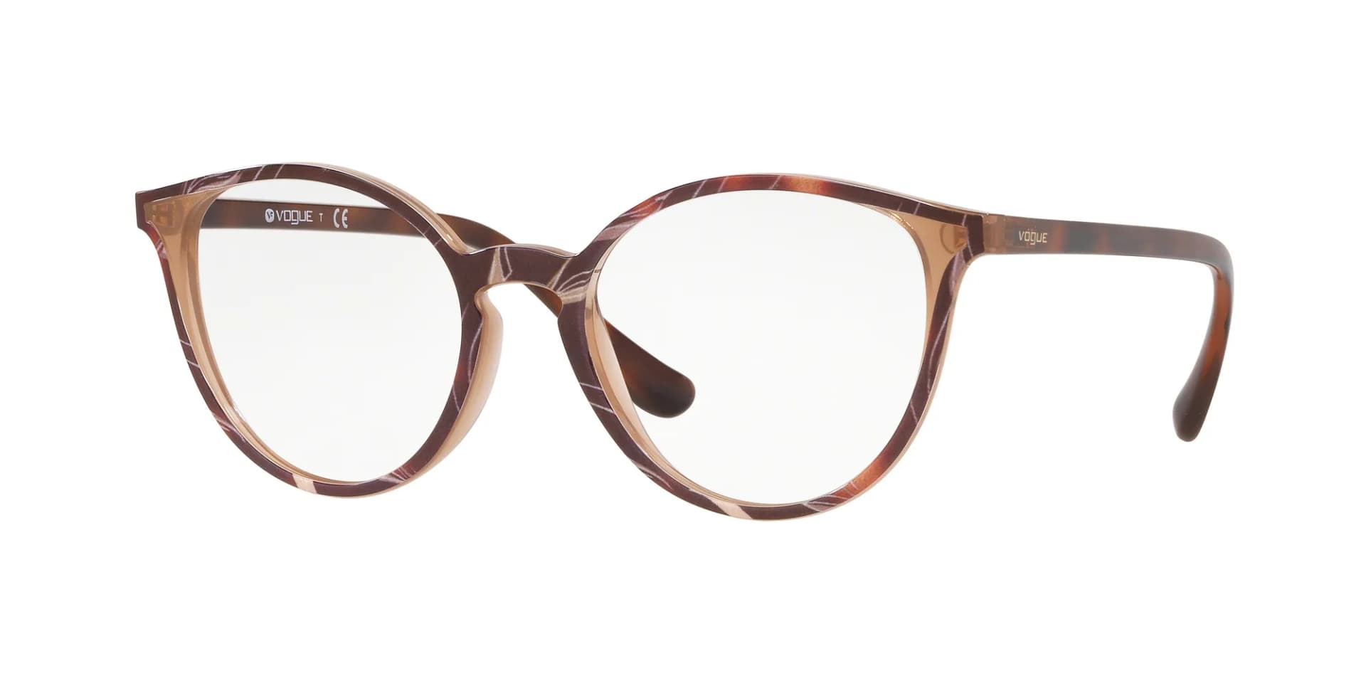 Vogue Eyewear Frame VO5254 in Top Havana/Text Beige Brown (2695), front three-quarter view