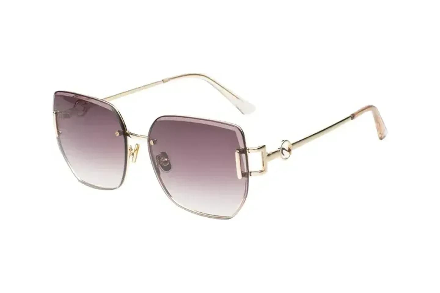 Scott SC3261 Lauryn rimless sunglasses in gold (C1) with brown gradient lenses, front three-quarter view