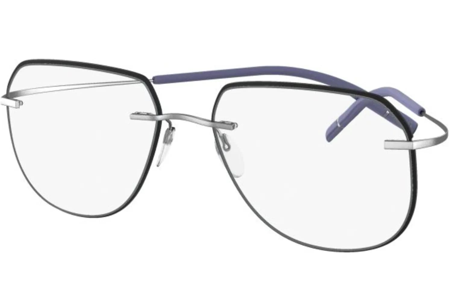 Silhouette Frame 5518/FY in Rhodium Denim Blue (7200), front three-quarter view